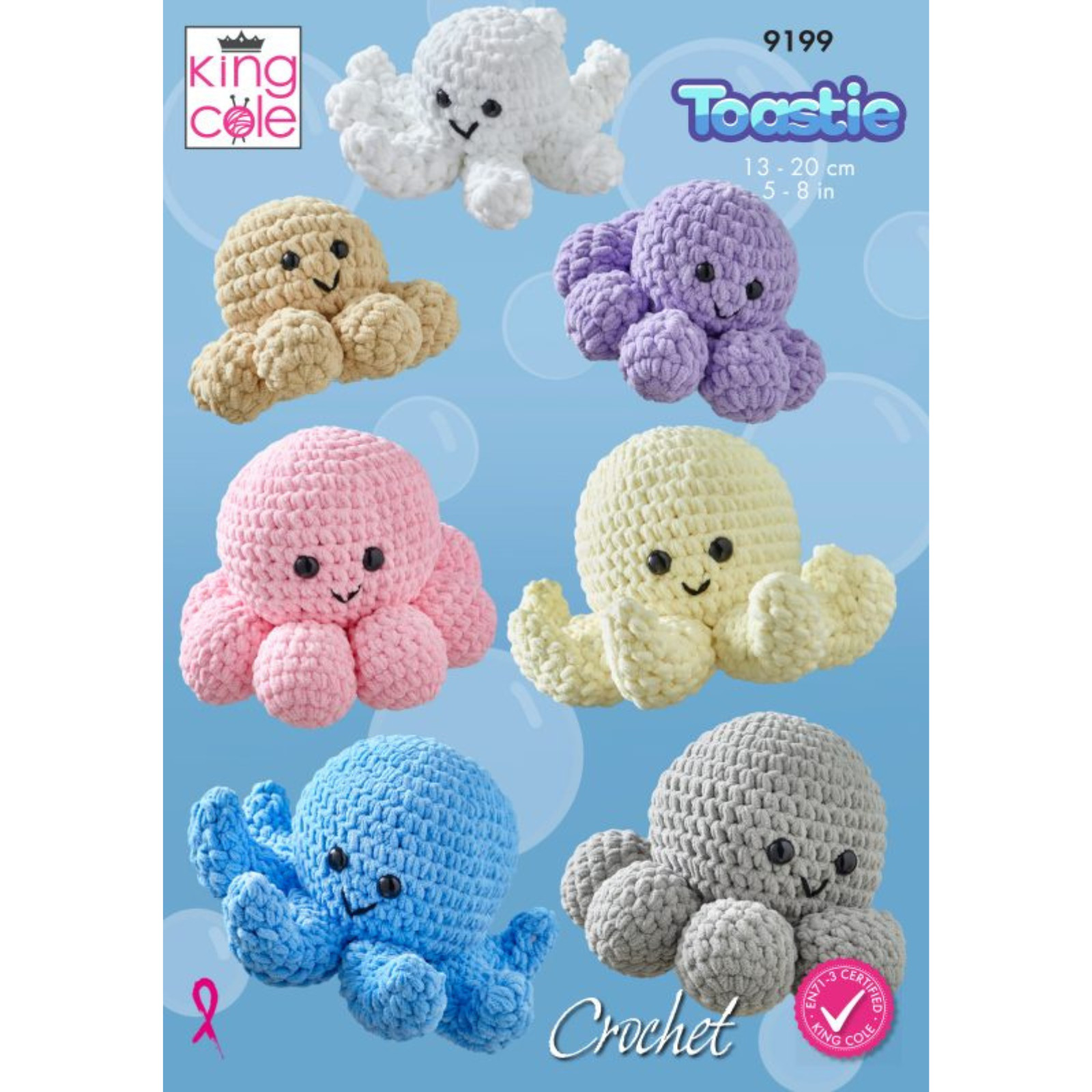 King Cole Pattern Cute Octopus crocheted in Toastie 9199