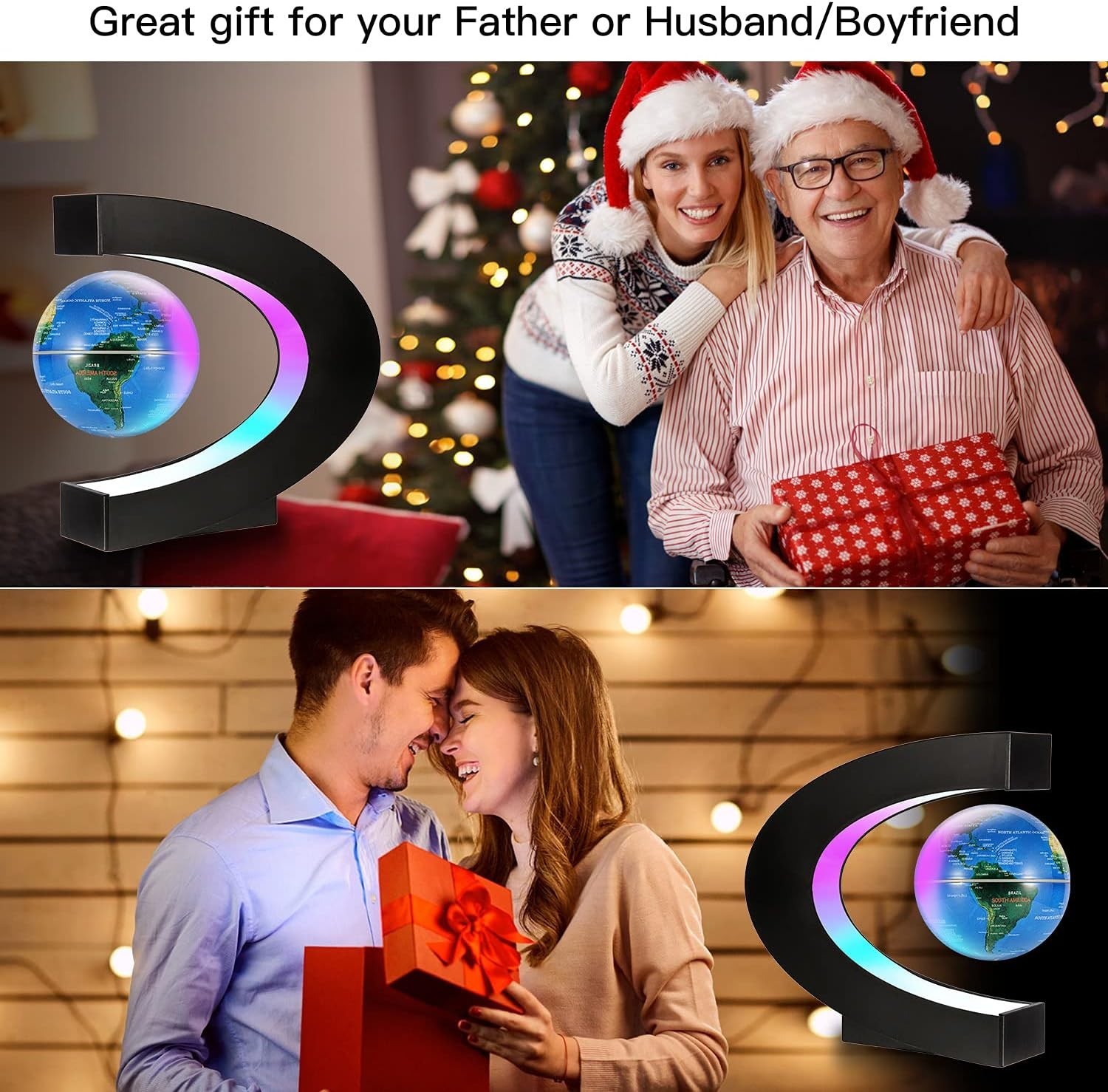 Floating Globe LED Lights C Shape Magnetic Levitation Floating Globe World Map
