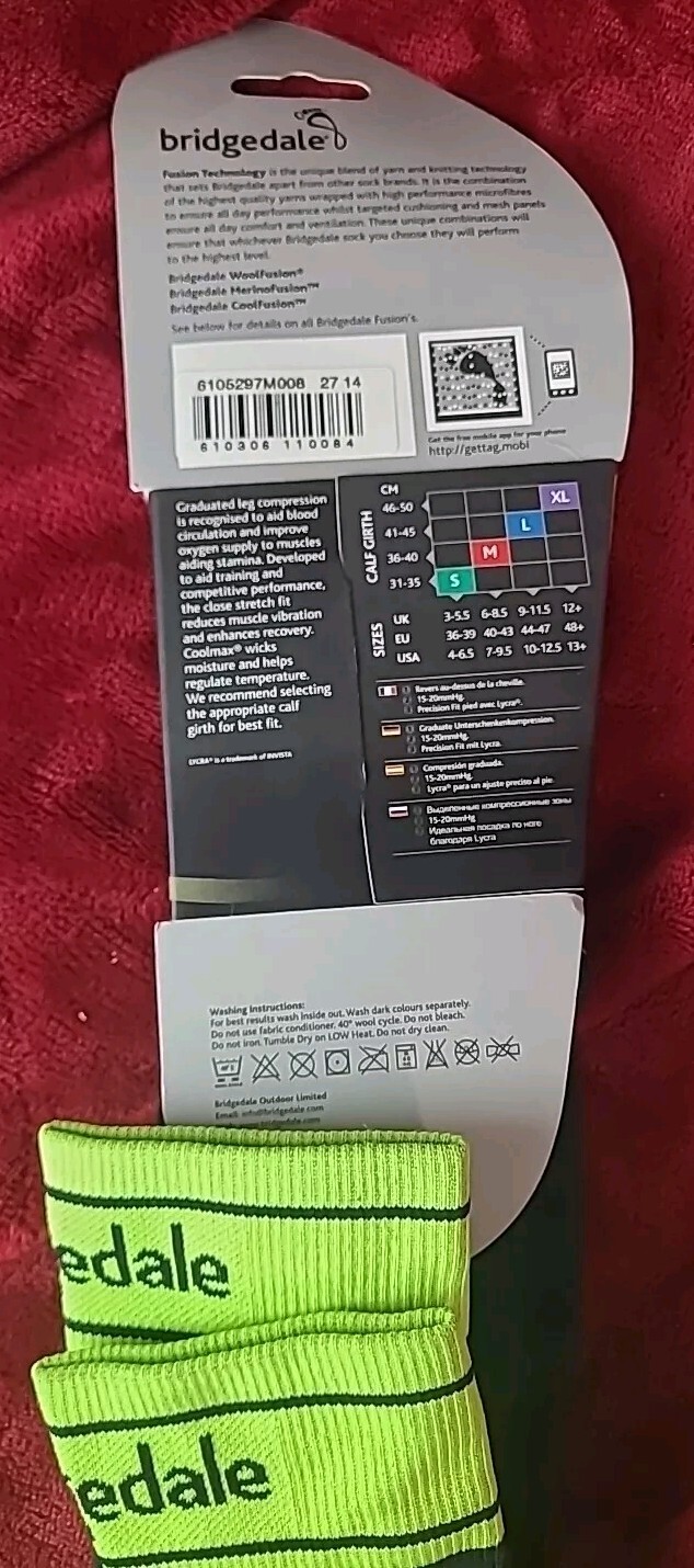 NWT Bridgedale Men's Compression Calf Sleeve - Medium ( Men 7 - 9.5 )