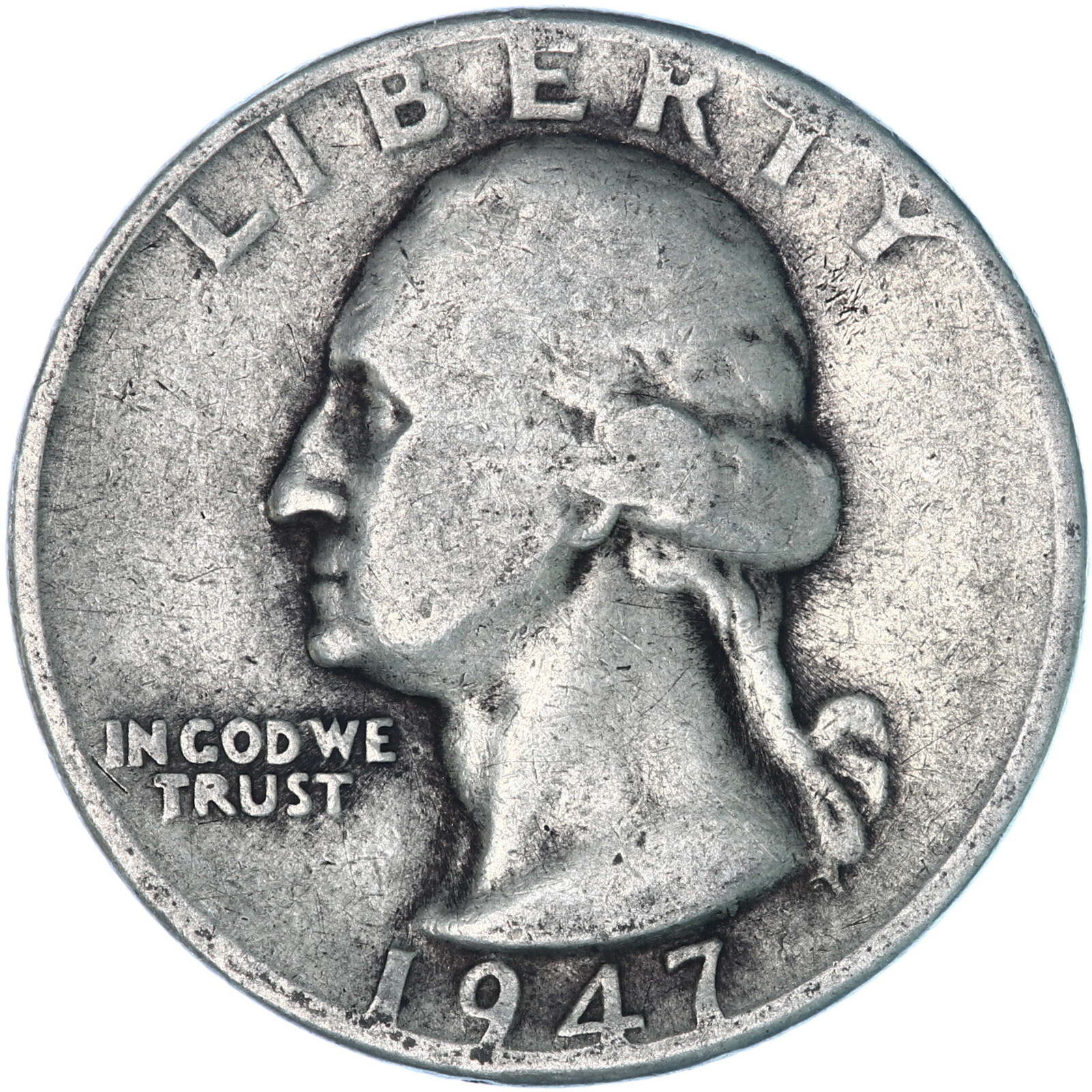 1947 D Washington Quarter 90% Silver Good GD