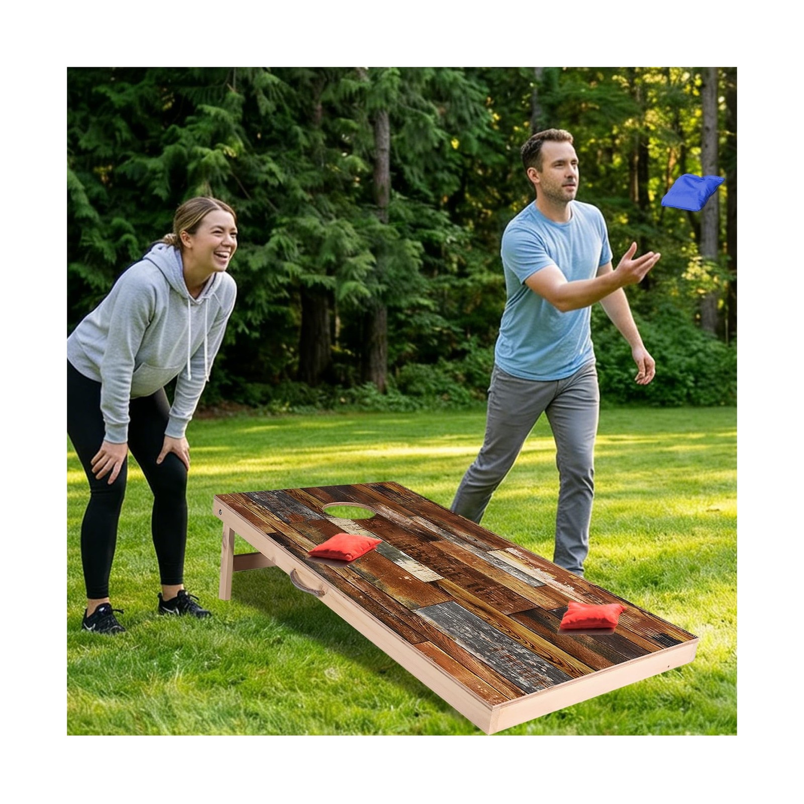 Sportdo 4x2 ft Solid Wood Cornhole Set with 8 Bean Bags, Regulation Size Corn...