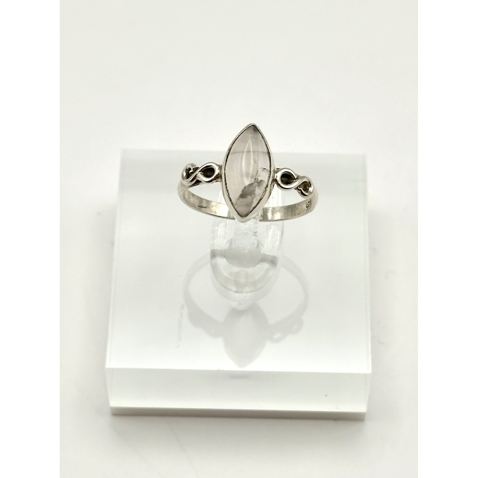 Dainty Marquise Rose Quartz Sterling Silver Handmade Ring Size 5.75