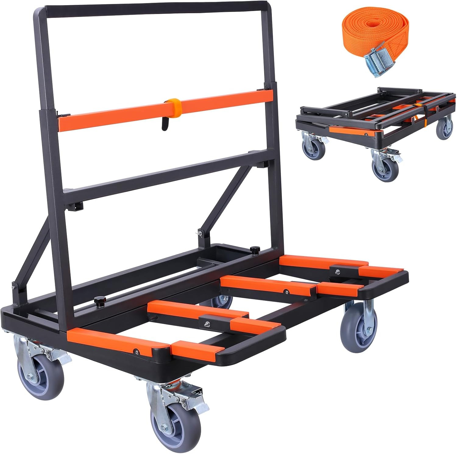 Upgrade Folding Drywall Cart Heavy Duty,Drywall Dolly Load 2200 Lbs Capacity,Pan