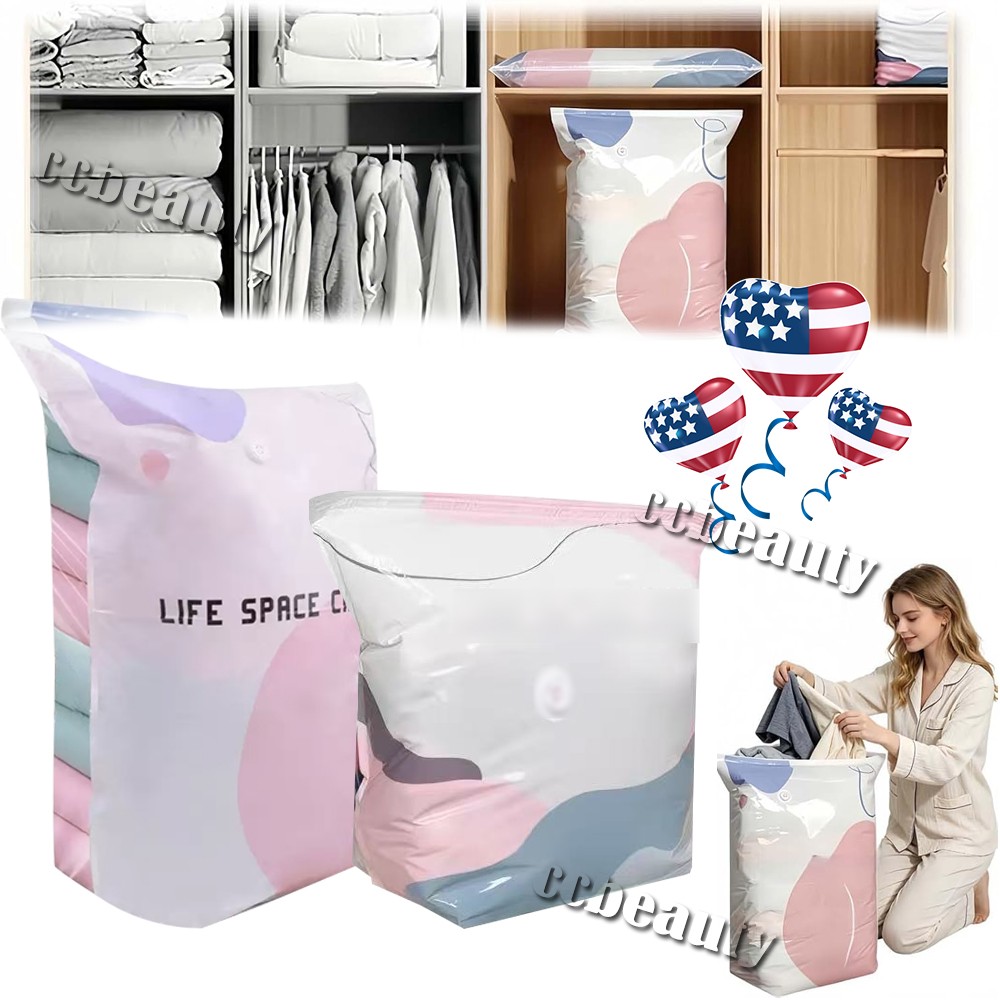 No-Pump Vacuum Storage Bags Large Cube Space Saver Compression Bags1/2/3Pcs