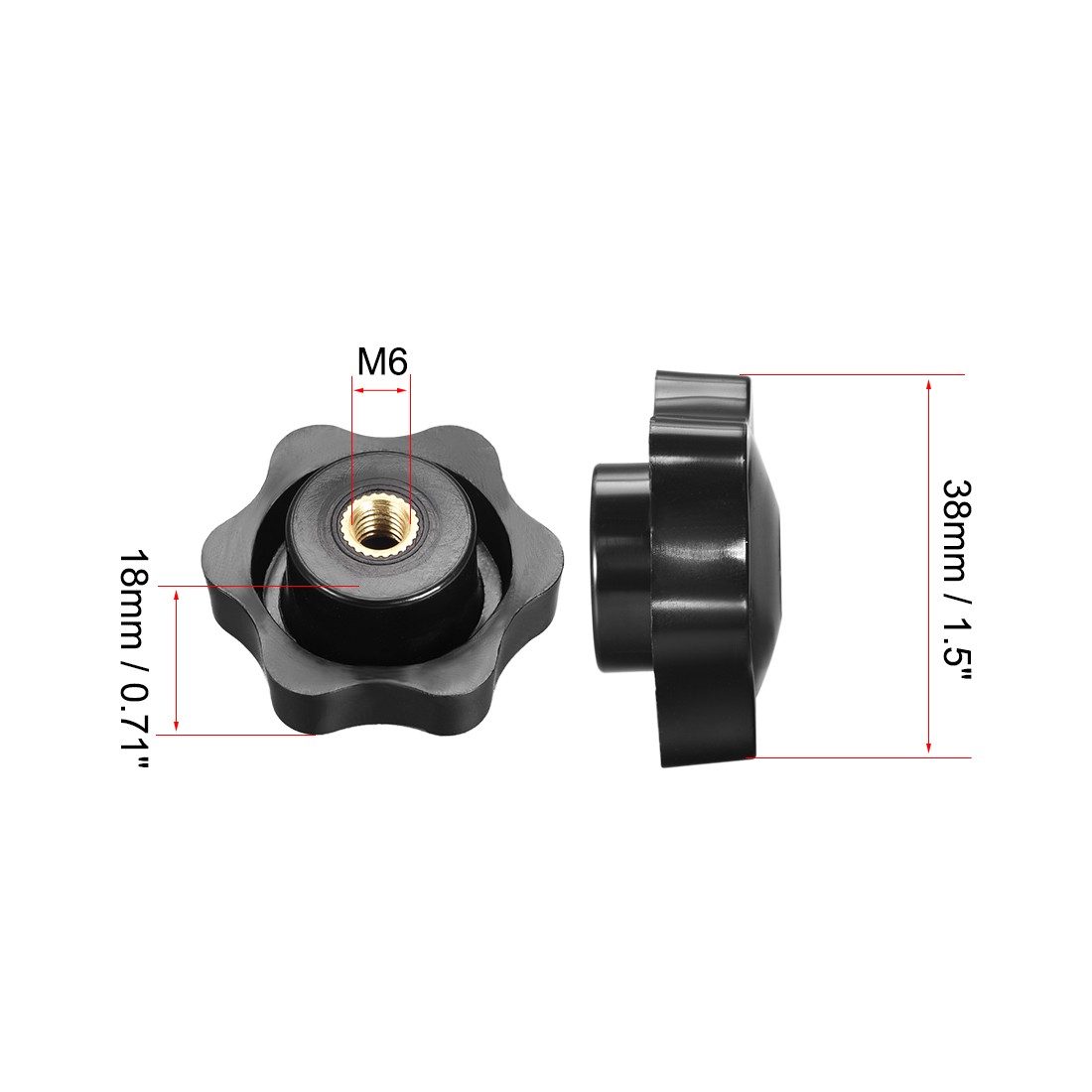 Screw locking handle handles threaded knobs M6 4 star pcs