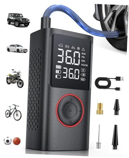Tire Inflator Portable Air Compressor, 150 PSI Cordless Bike Tire 4000mAh Black