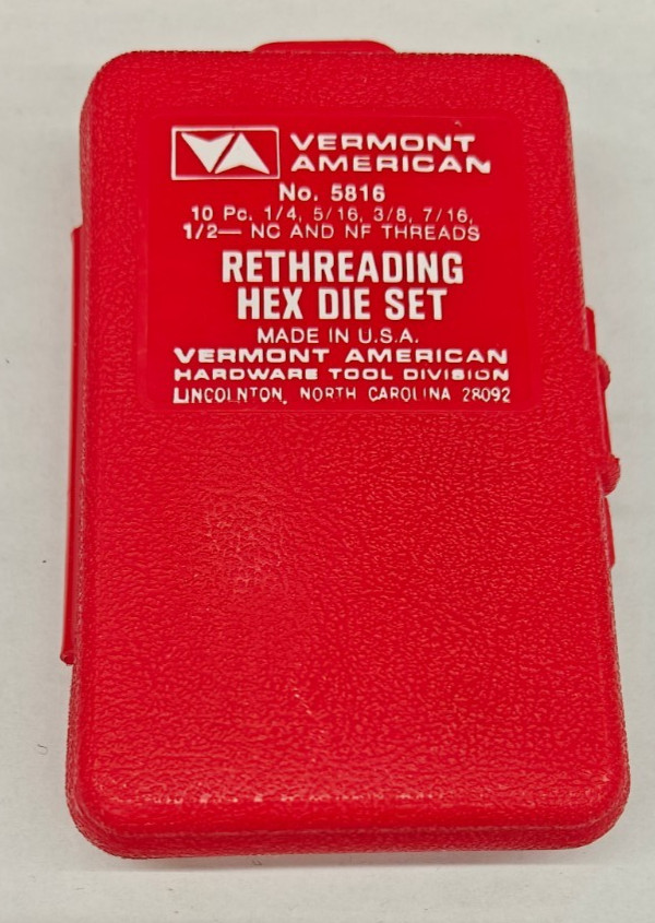 Vermont American Rethreading Hex Die Set 10 Pieces NC & NF Threads 5816 USA