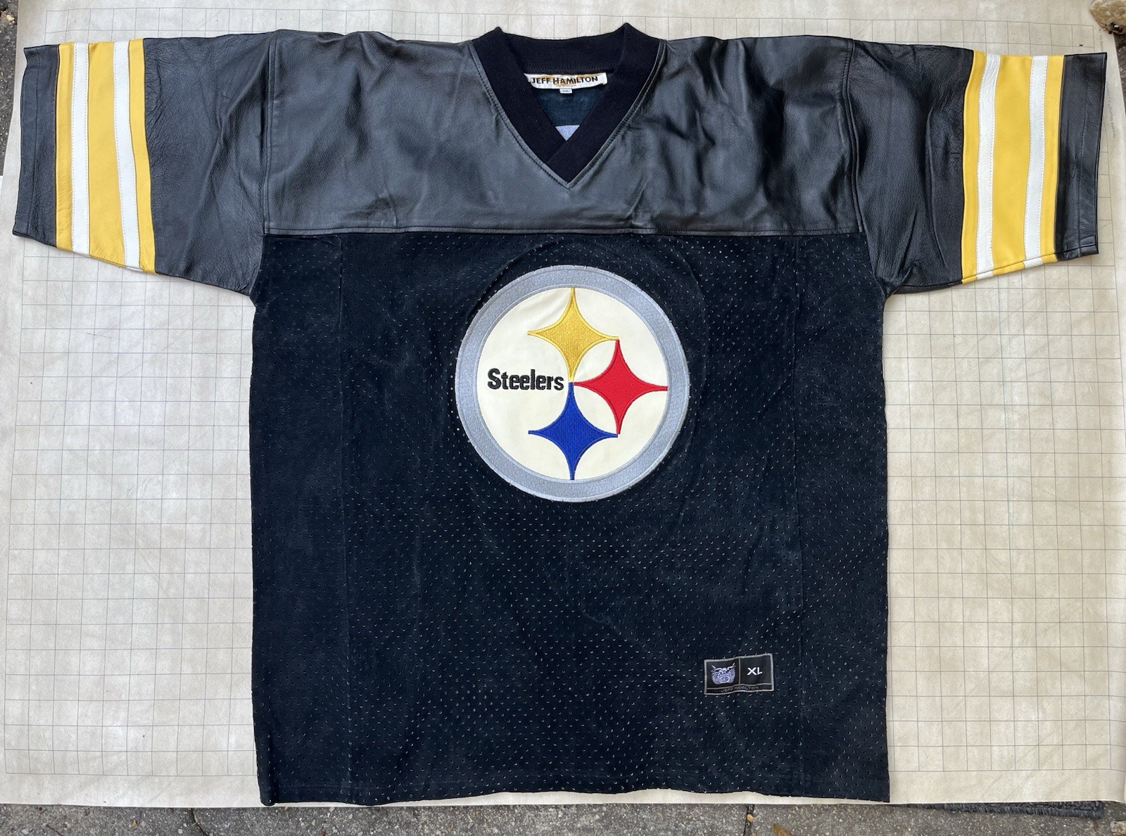 Pittsburgh Steelers Jersey  XL LEATHER & SUEDE. Designed By Jeff Hamilton Steel!