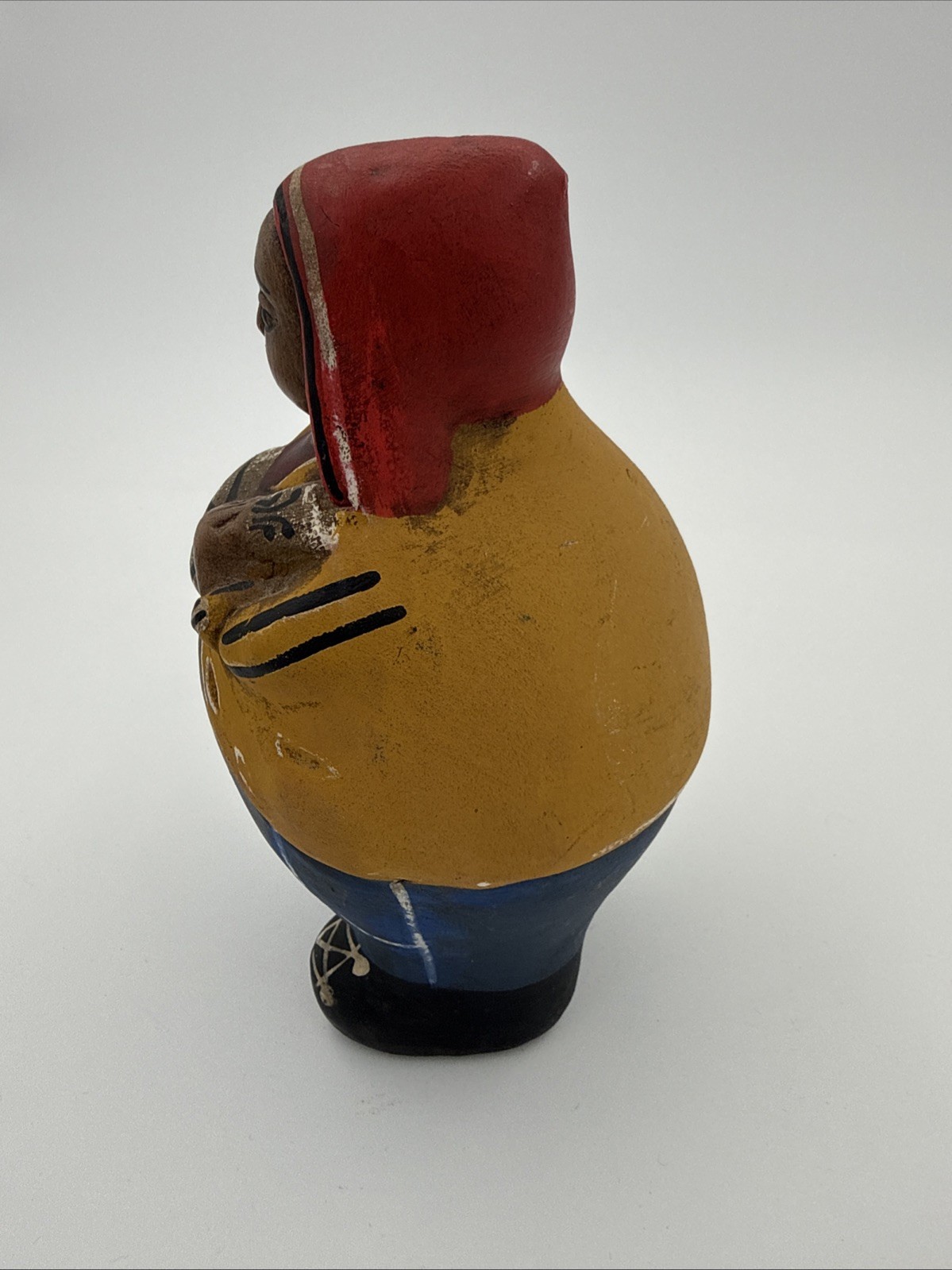 Vintage Chulucanas Peruvian Folk Art Handmade Pottery Figure Playing Mandolin