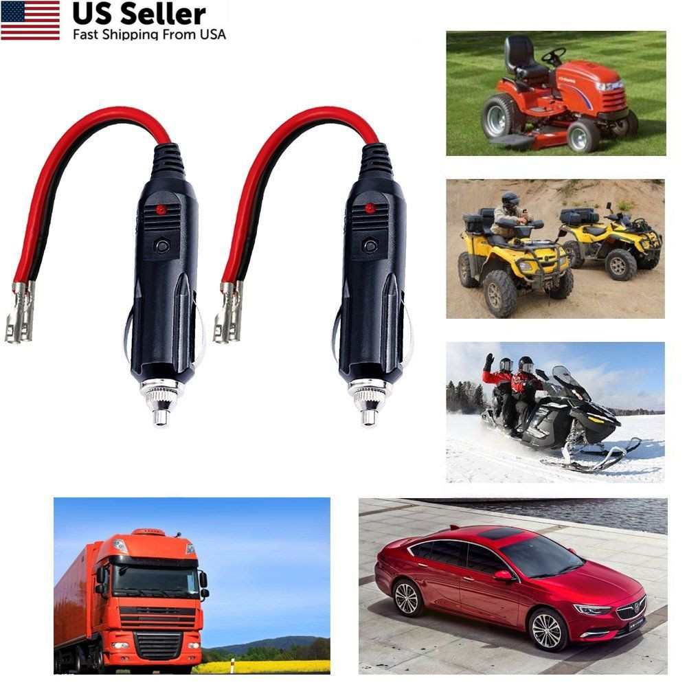 KUNCAN Replacement Cigarette Lighter Plug - 12 Volt Male with Leads-2P