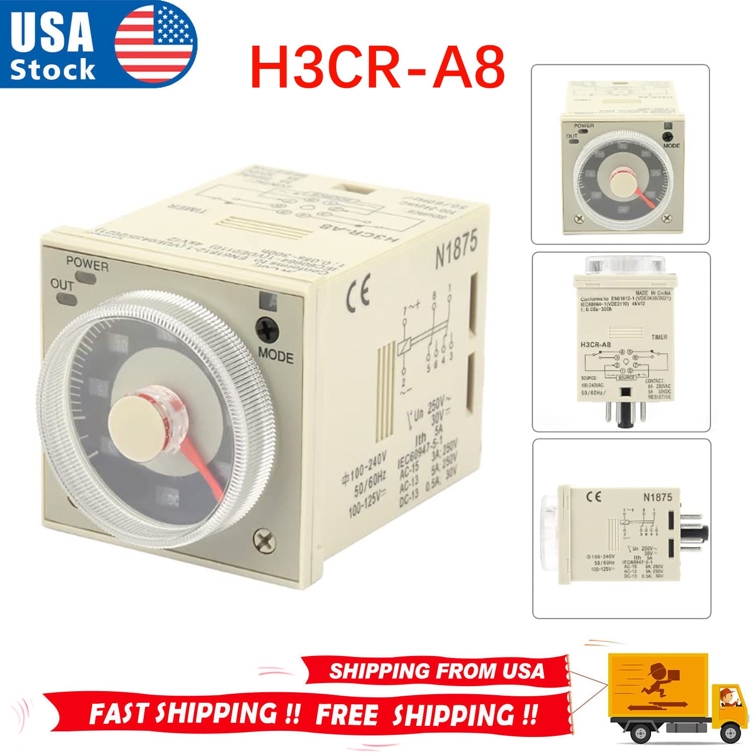 8Pin Adjustable Delay Timer H3CRA8 Delay Timer Relay Control Time Relay AC220V