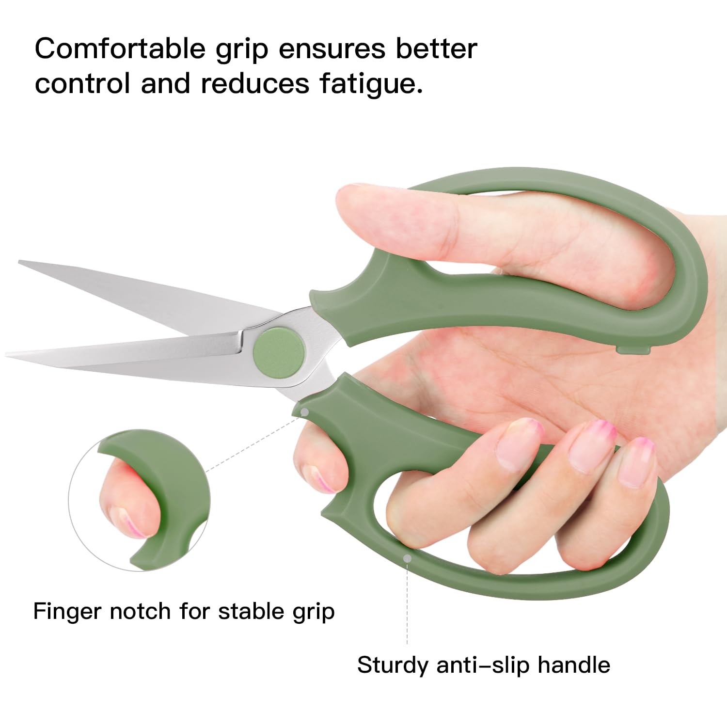 Housolution Flower Scissors, Strong Floral 3 Pack, Pointed-avocado Green