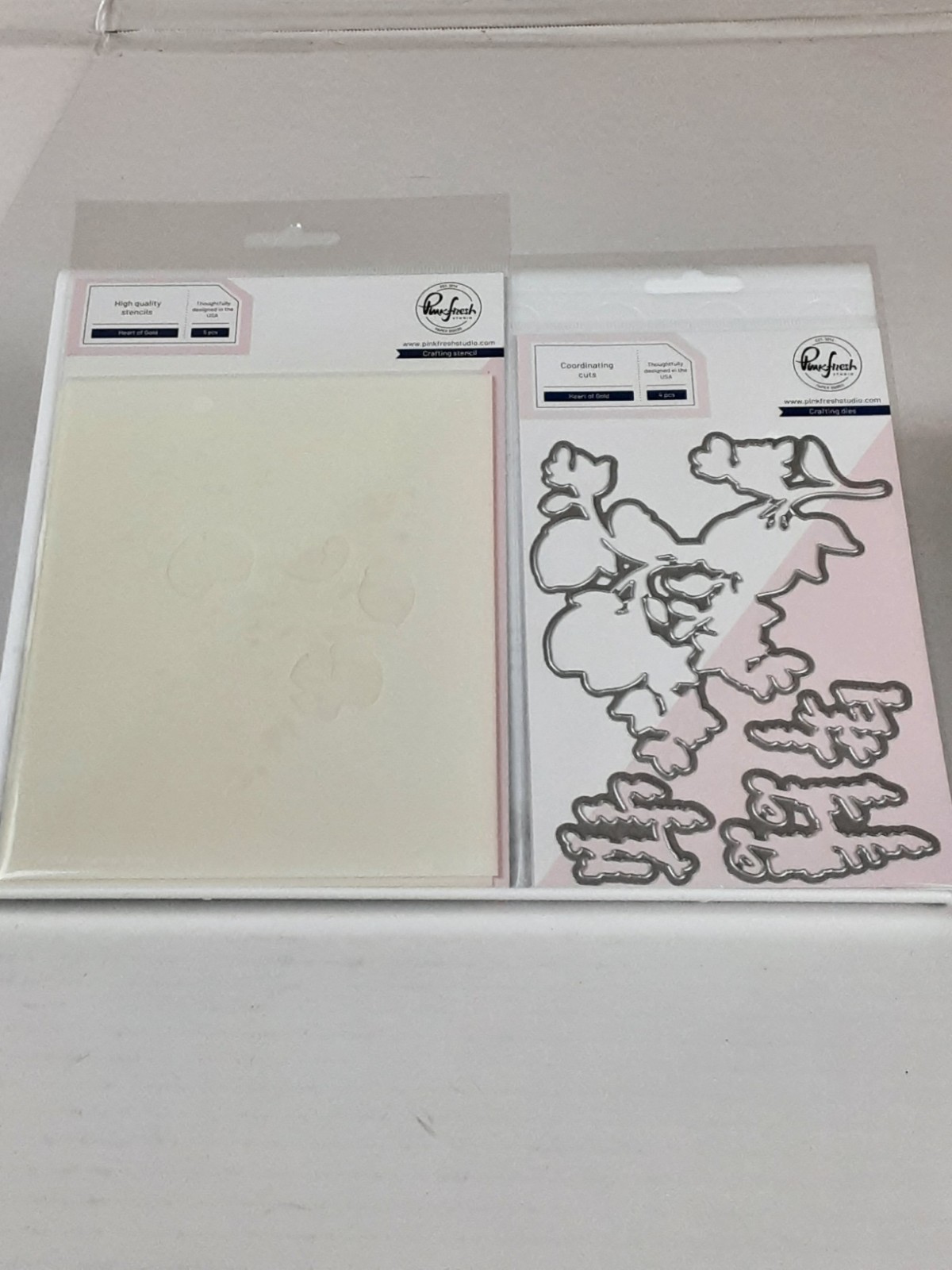 NEW Pink Fresh Heart Of Gold 4 Dies 5 Stencils Lemon Branch with Bird