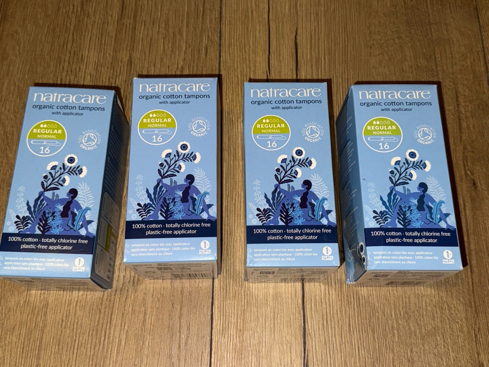 Pack Of 4 NATRACARE Organic Regular with Applicator 16 Count Each 64 Total