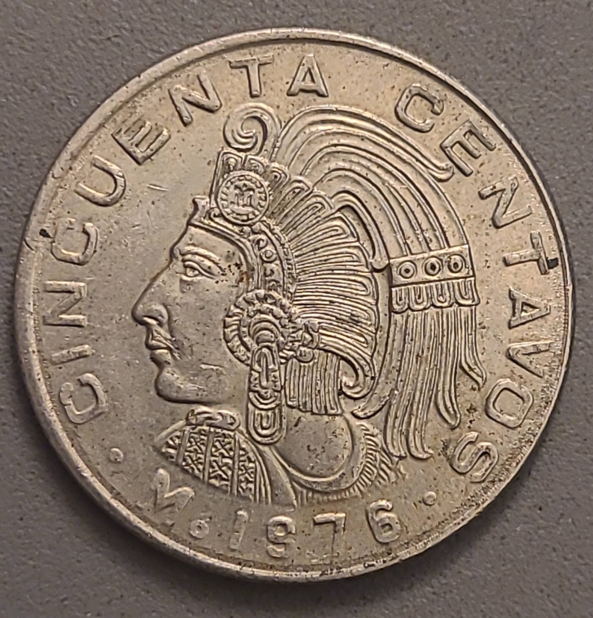 1976 Mo Mexico 50 Centavos Coin - Cuauhtemoc - Eagle with Serpent