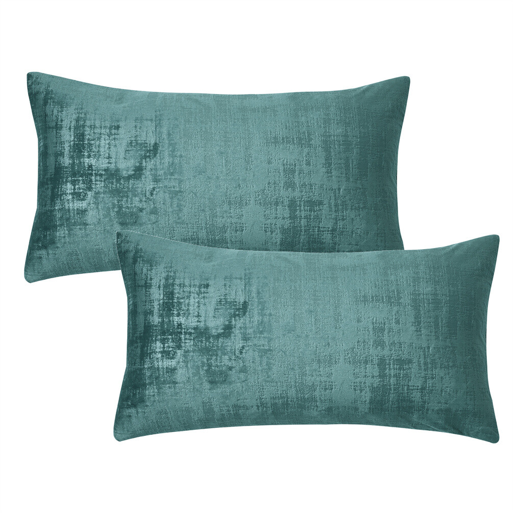 Pack of 2 Textured Velvet Soft Solid Decorative Square Throw Pillow Covers Set