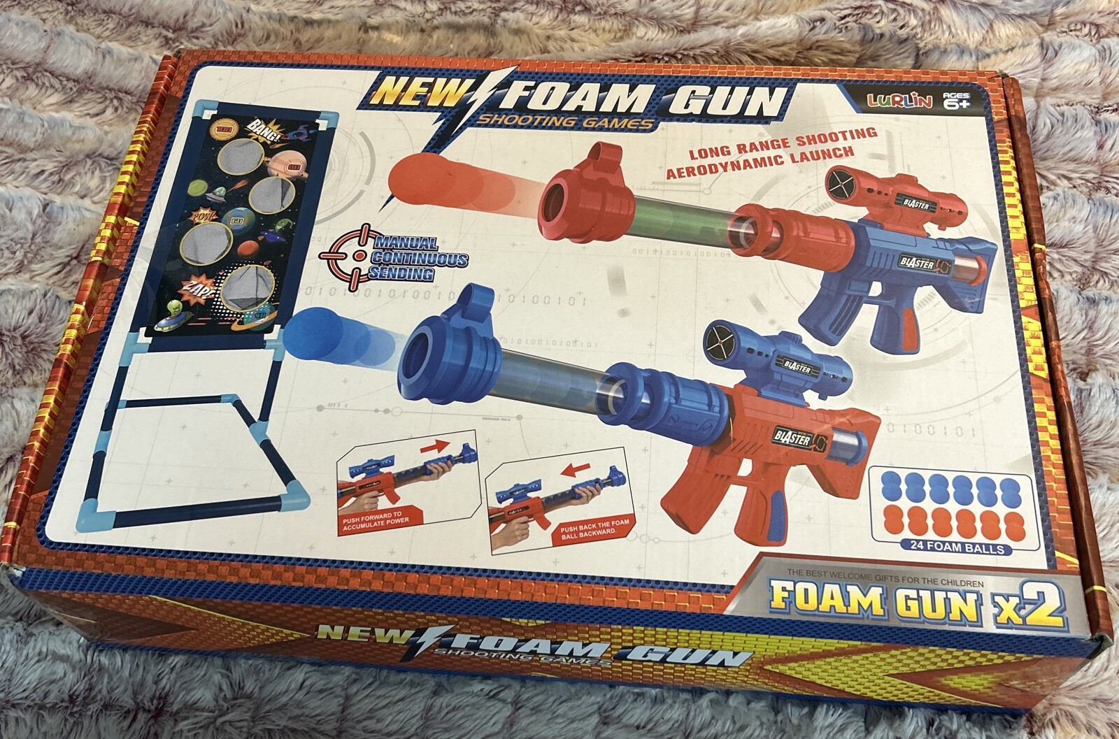 Air Popper Toy Guns With 24 Foam Balls Shooting Game 2 Guns Included