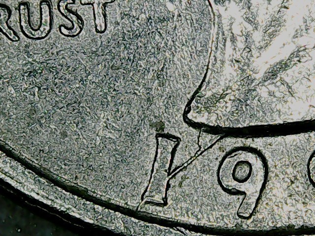 1994P Washington Quarter . Die crack, Obverse.
