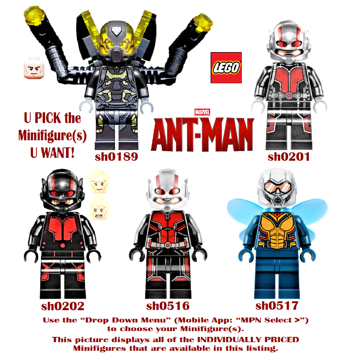 Genuine LEGO U PICK Marvel Super Heroes ANT-MAN Minifigures **NEW**
