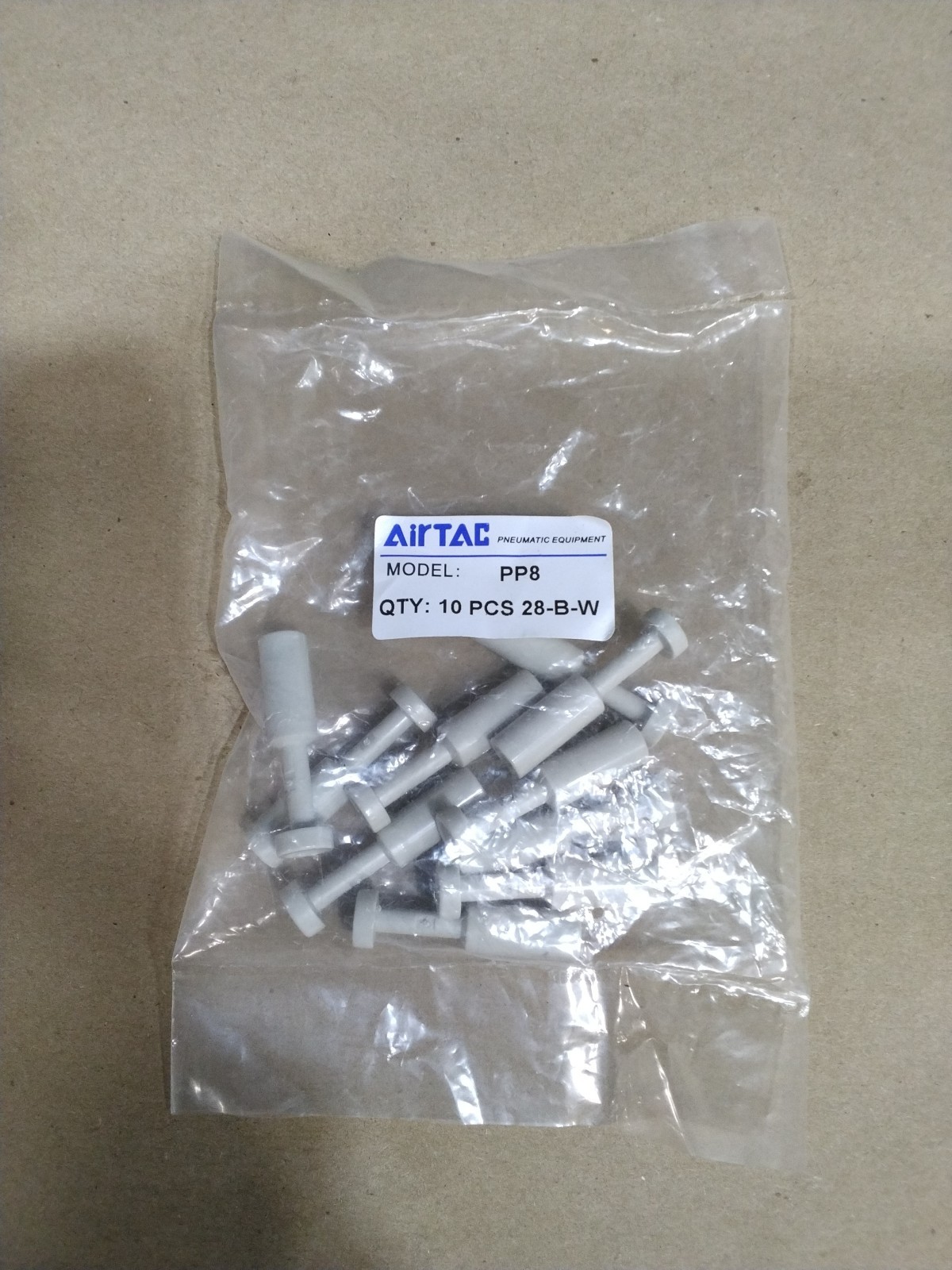 AirTAC Quick Connector Plug PP8 28-B-W, Qty 10