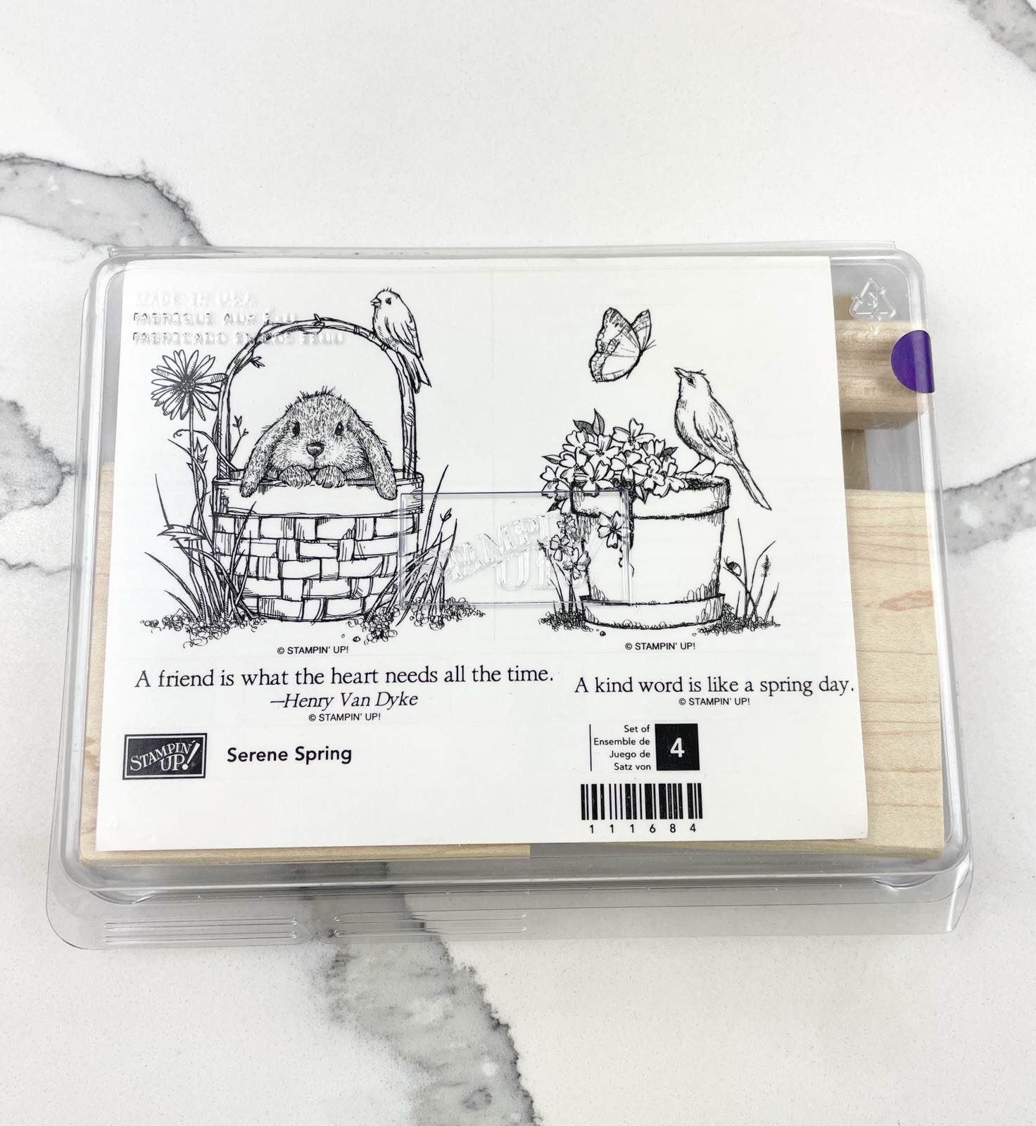 Stampin Up Serene Spring Wood Rubber Stamp Set New