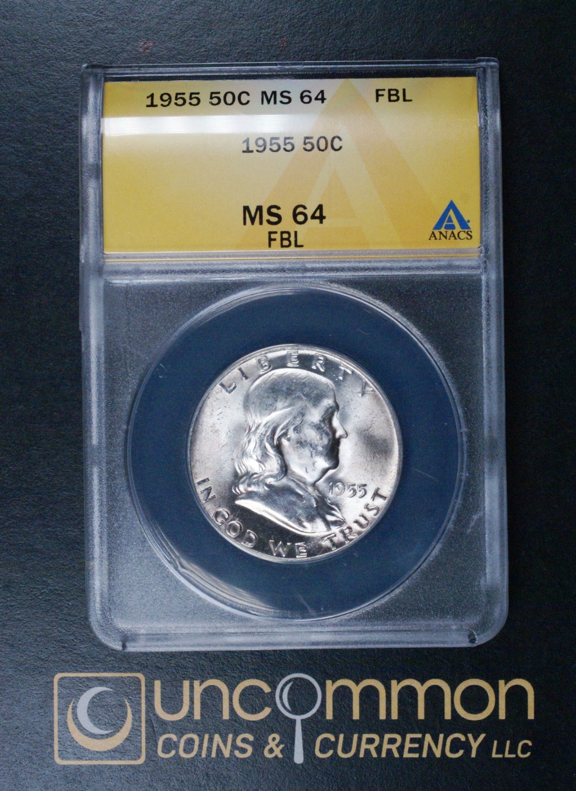 1955 franklin half dollar ms64 fbl (UCC-FHD-1955-MS64FBL-A-0116)