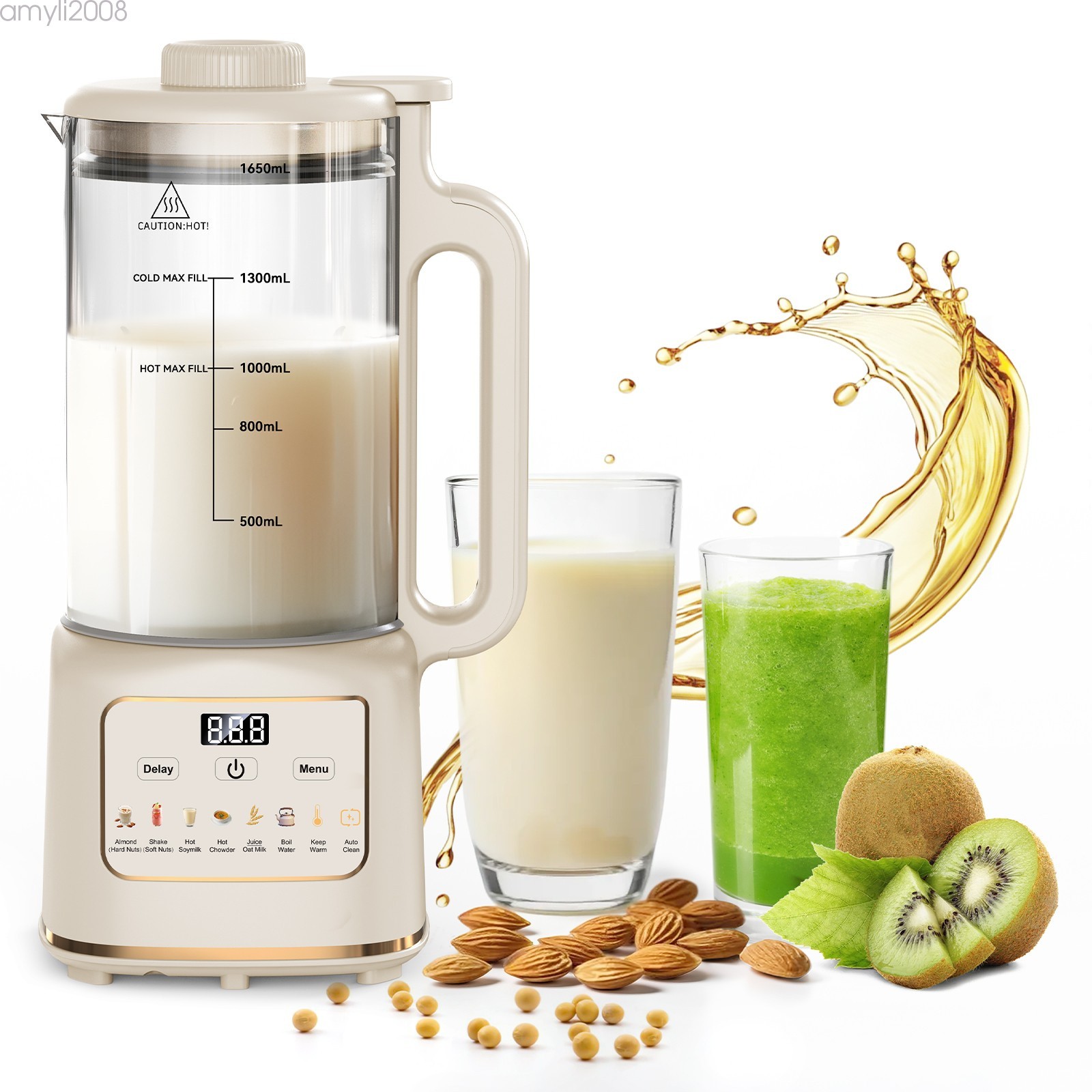 Automatic Nut Milk Maker with Stainless Steel Blades, 55oz/1650ml Capacity