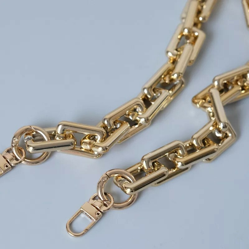 Chunky statement chain Bag strap gold square 60cm shoulder baguette pochette