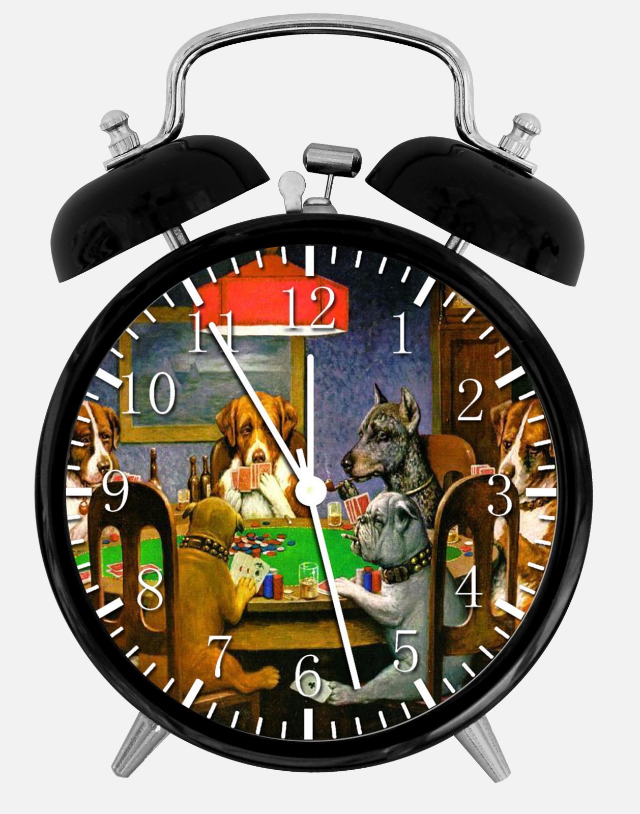Dogs Playing Poker Alarm Desk Clock 3.75" Home or Office Decor Z40 Nice For Gift