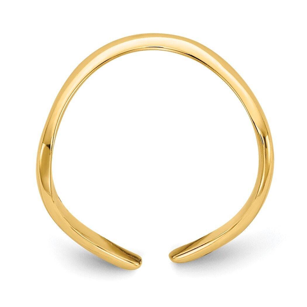Solid 10k or 14k Yellow Gold Polished Curved Adjustable Toe Ring - Toe Rings