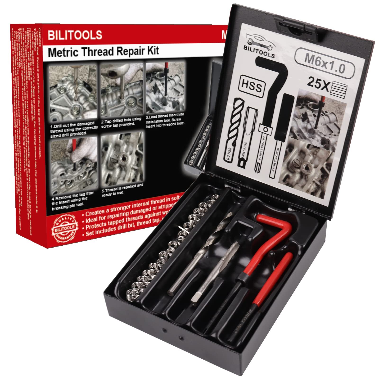 M6x1.0 Thread Repair Kit HSS Drill Helicoil Repair Kit Metric