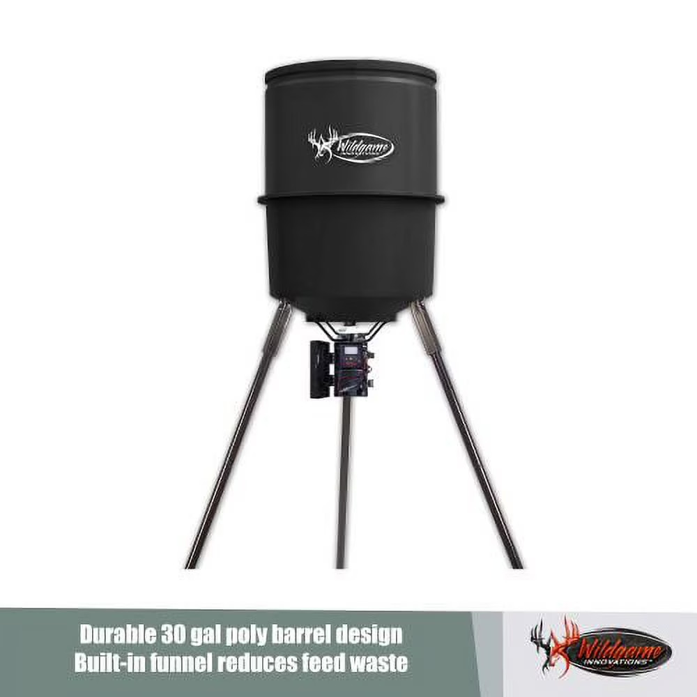 Quick-Set 225 lb Durable Tripod Game Feeder with Digital Timer, 30-feet Radius