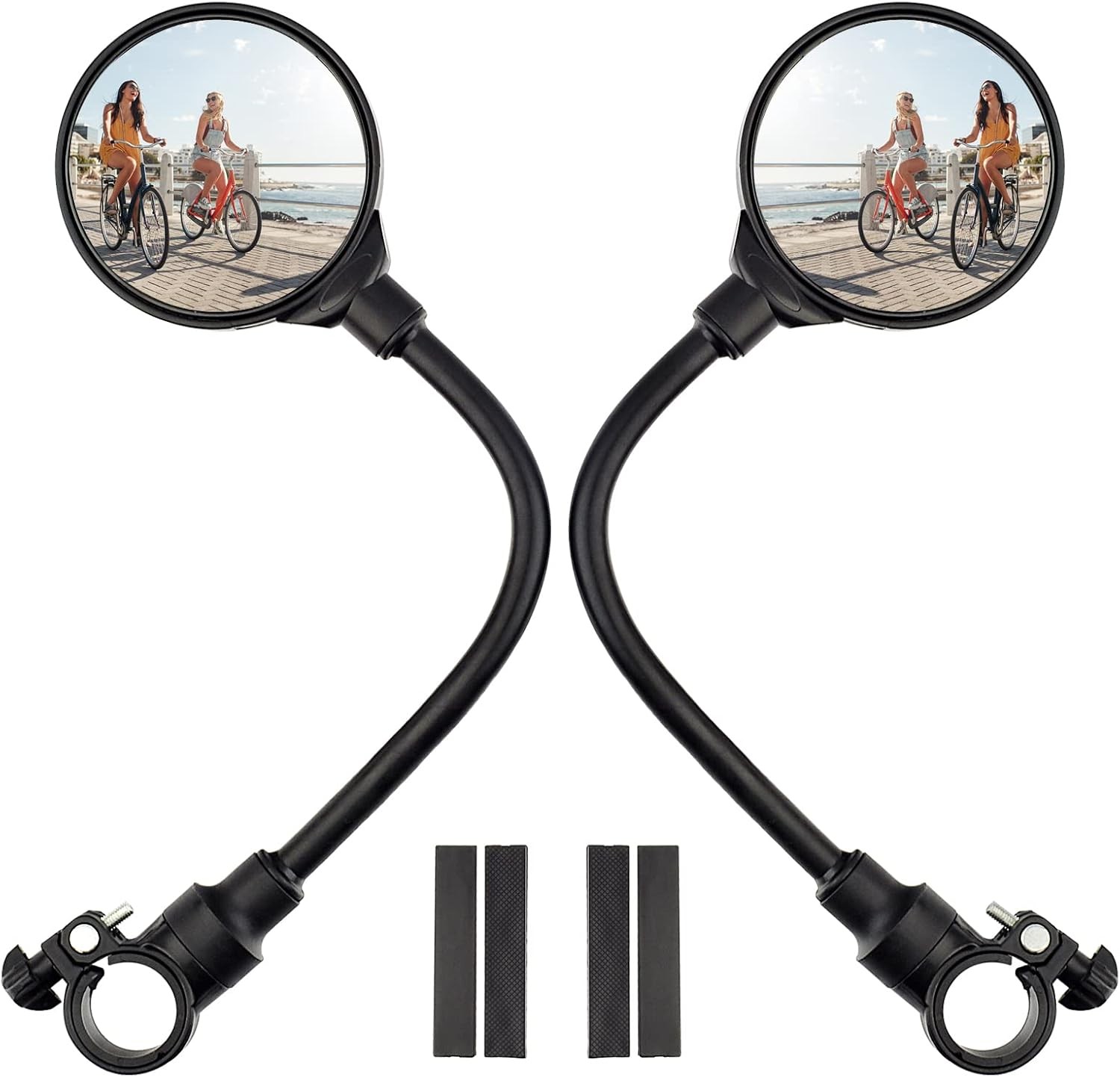 Bike Handlebar Mirror 2 Pack - Rotatable And Adjustable Wide Angle 3.3 inches