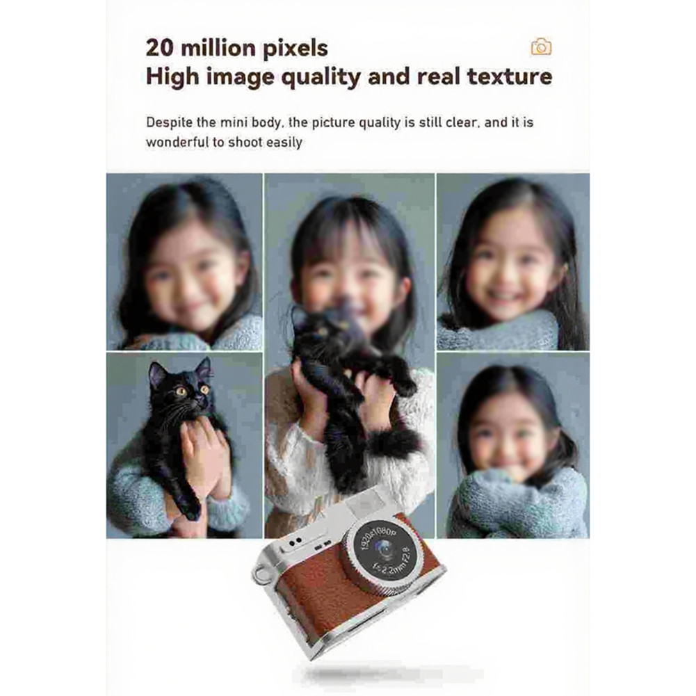Compact Retro Camera 1080P HD Video Recorder for Students 0.96 Inch IPS Screen