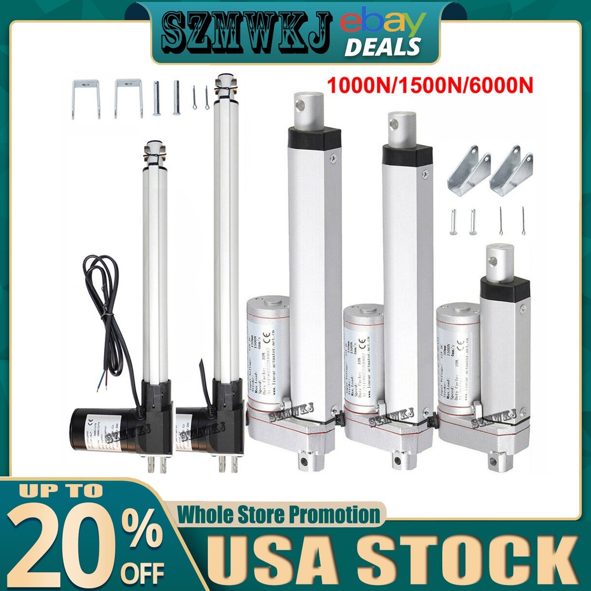 2"-18" Linear Actuator Motors 6000N/1500N/1000N Max Lift Electric Door Opener AT