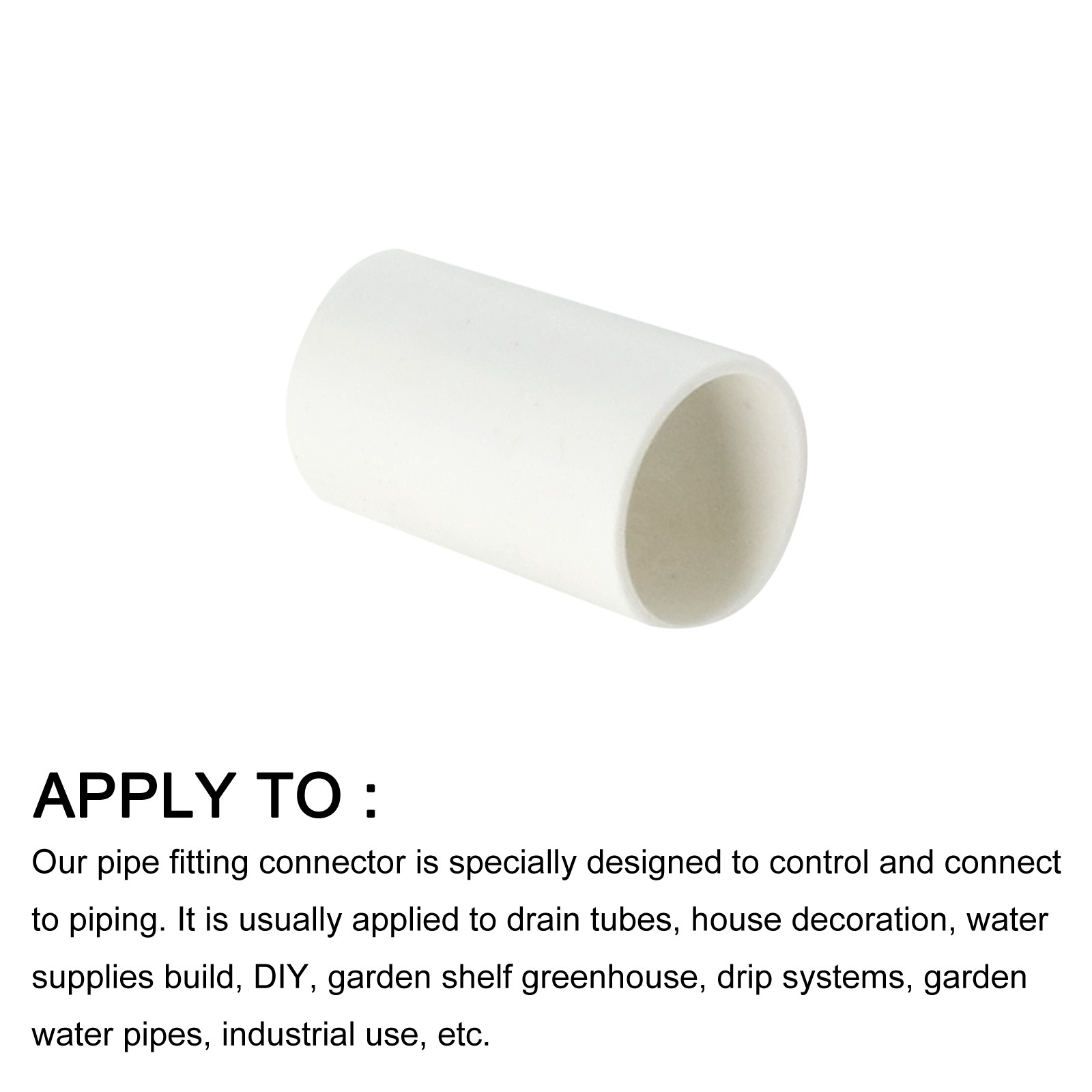 PVC Pipe Fitting 1/2" 10Pcs PVC Pipe Coupling Adapter for DIY White