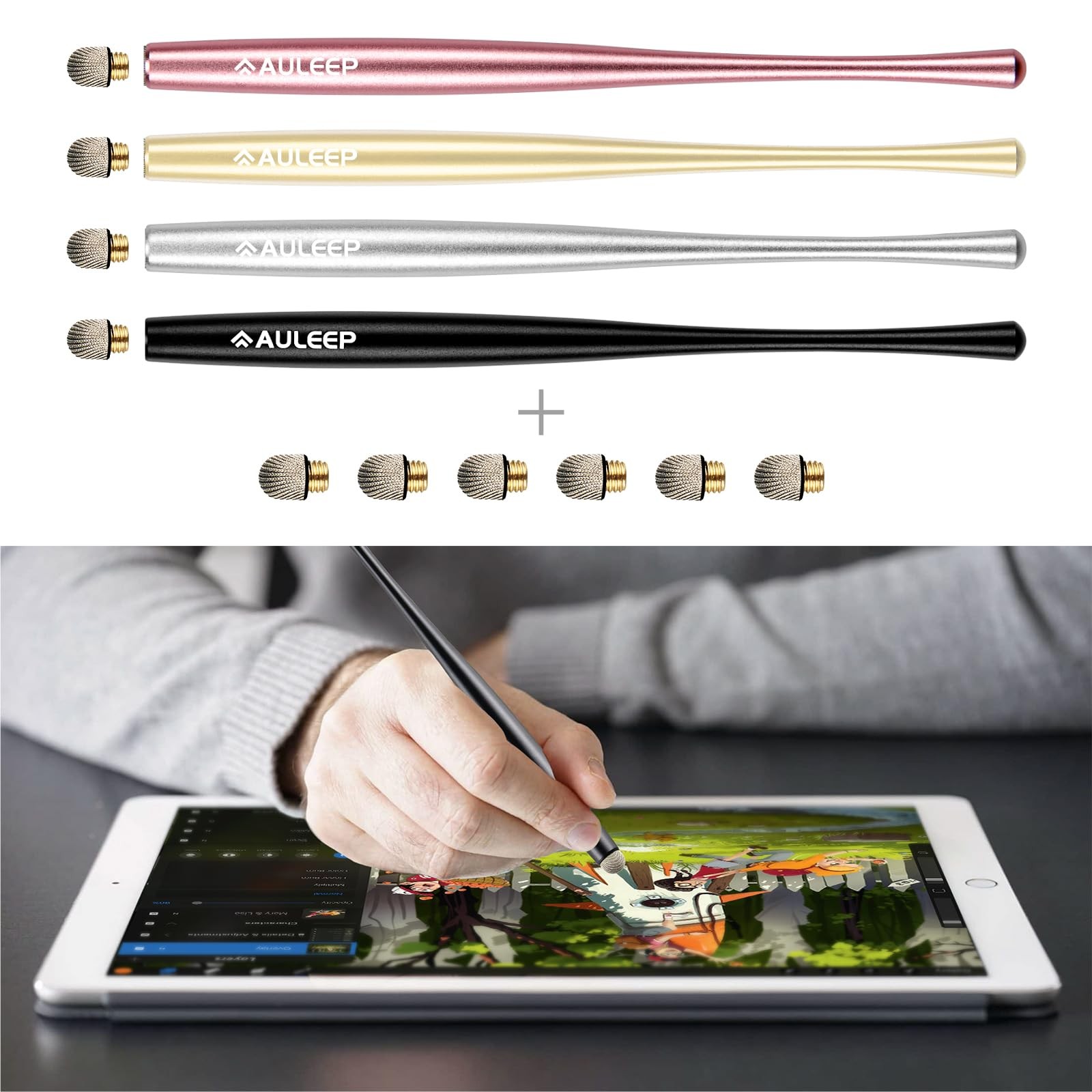 Capacitive Stylus Pens for Touch Screen with 4 Pack 6 Nanofiber Tips Compatib...