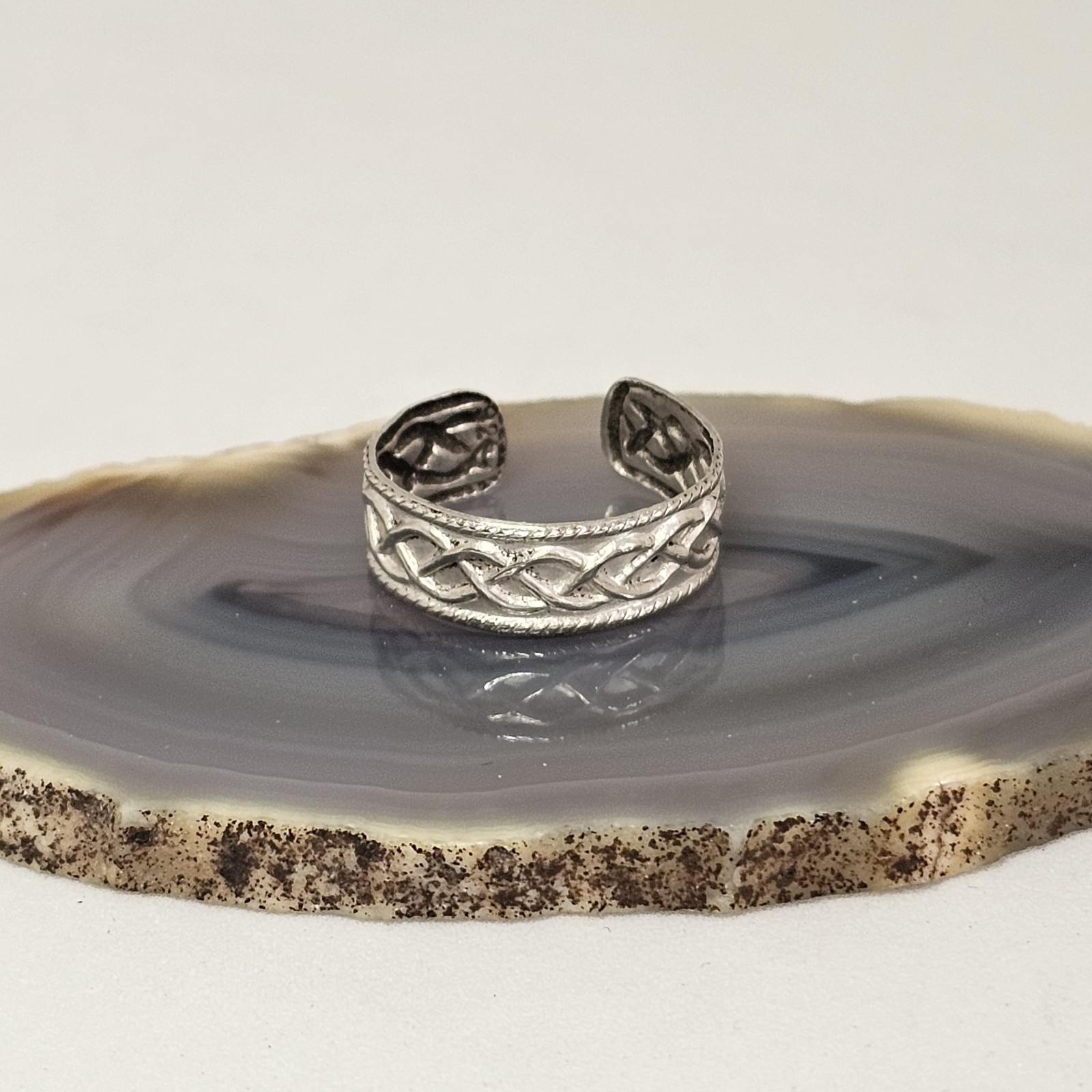 925 Sterling Silver Celtic Knot Toe Ring Open Adjustable Band