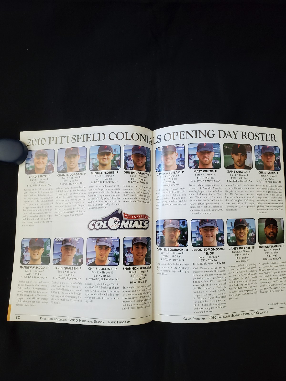 Wahconah Park Baseball Pittsfield Colonials Program Yearbook 2010. Can-Am League