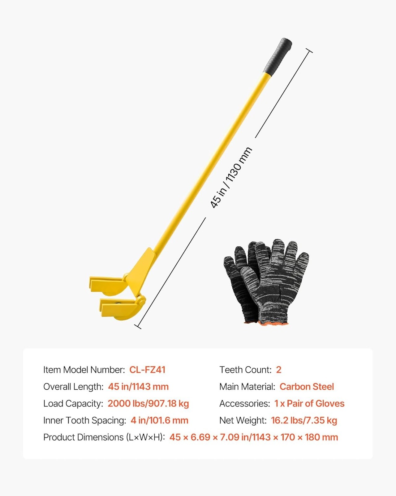 Pallet Buster Tool with Carbon Steel Handle, Heavy Duty Wrecking Pry Bar for