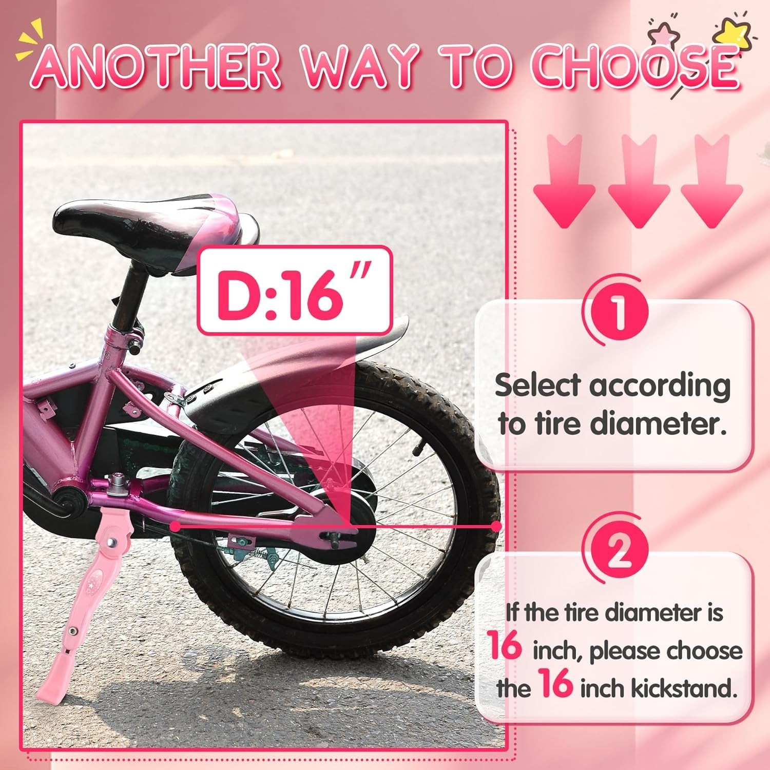 Kickstand Kids Bike Center Mount 16 18 20 Inch Adjustable Children's Bicycles