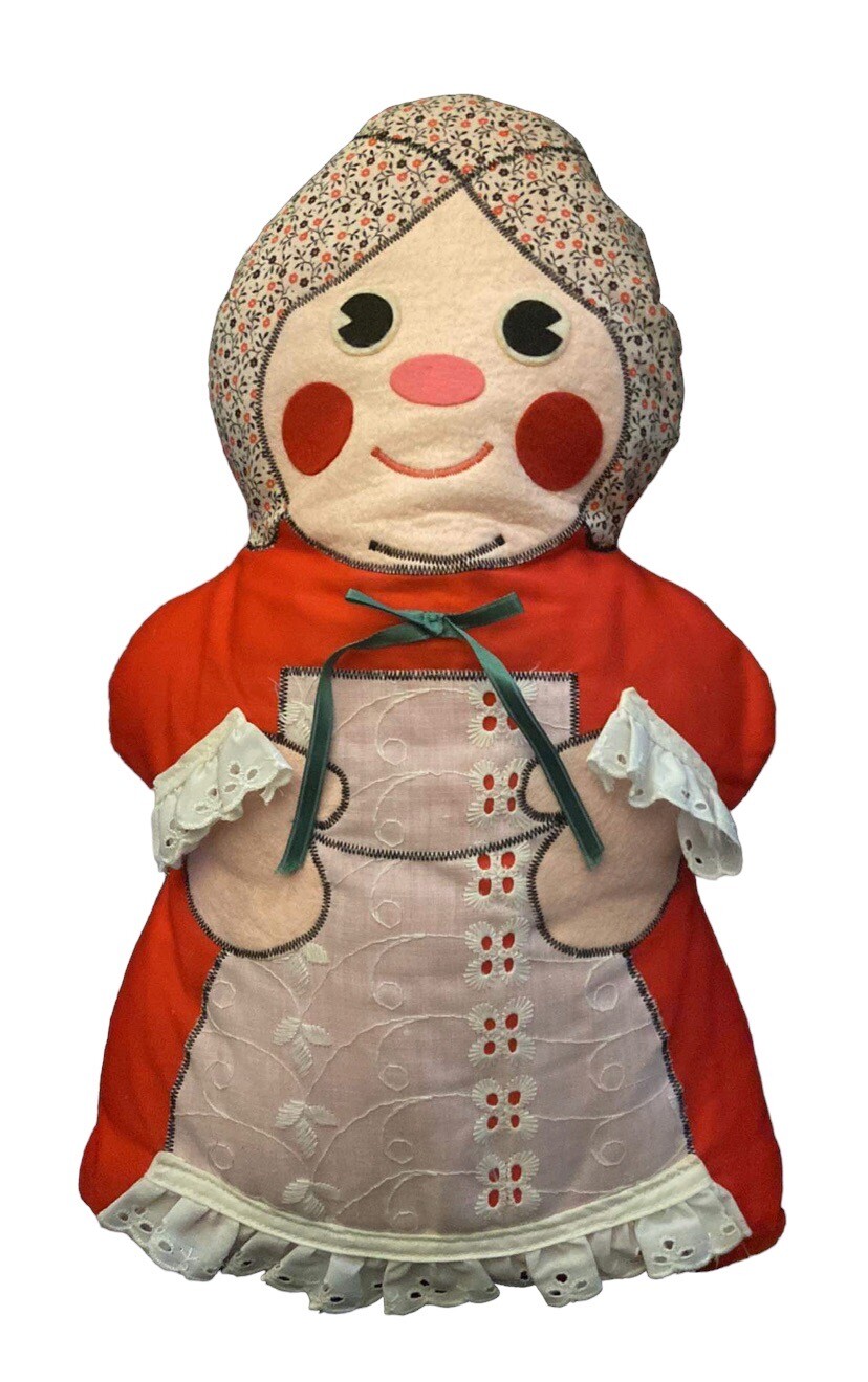 Vintage 1976 Haystacker Mrs. Claus Soft Doll Pillow Christmas Handmade w/ Tag