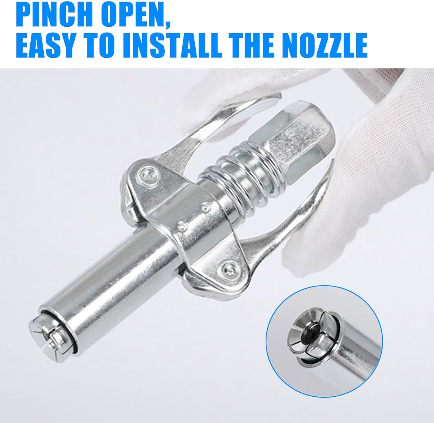 Grease Gun Coupler Double Handle High Pressure Quick Release Lock Oil Nozzles