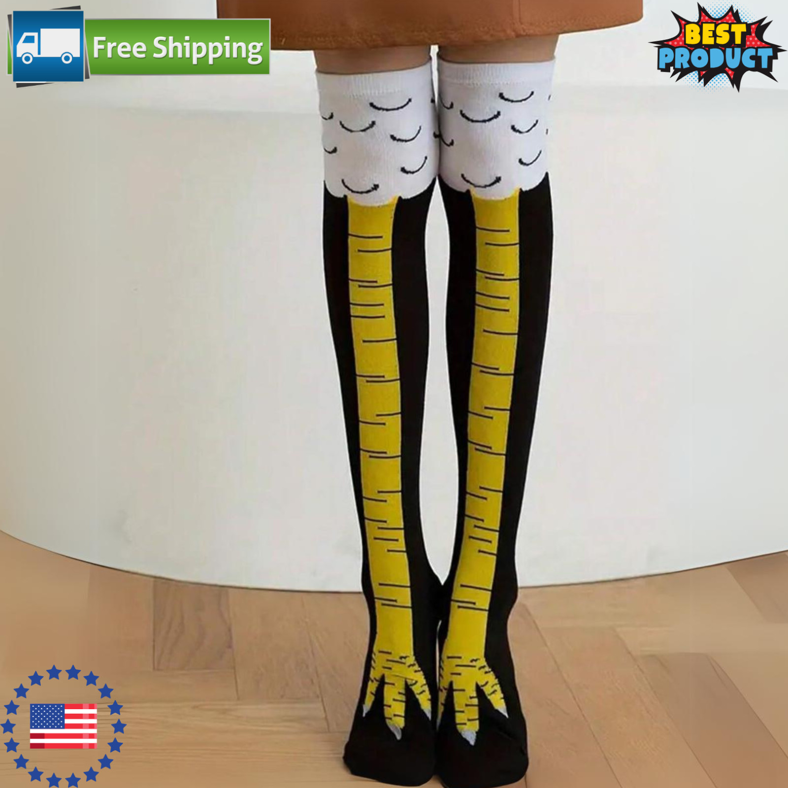1 Pair Funny Socks Chicken Leg  Knee-High Chicken Costume Feet Animal Paw Socks