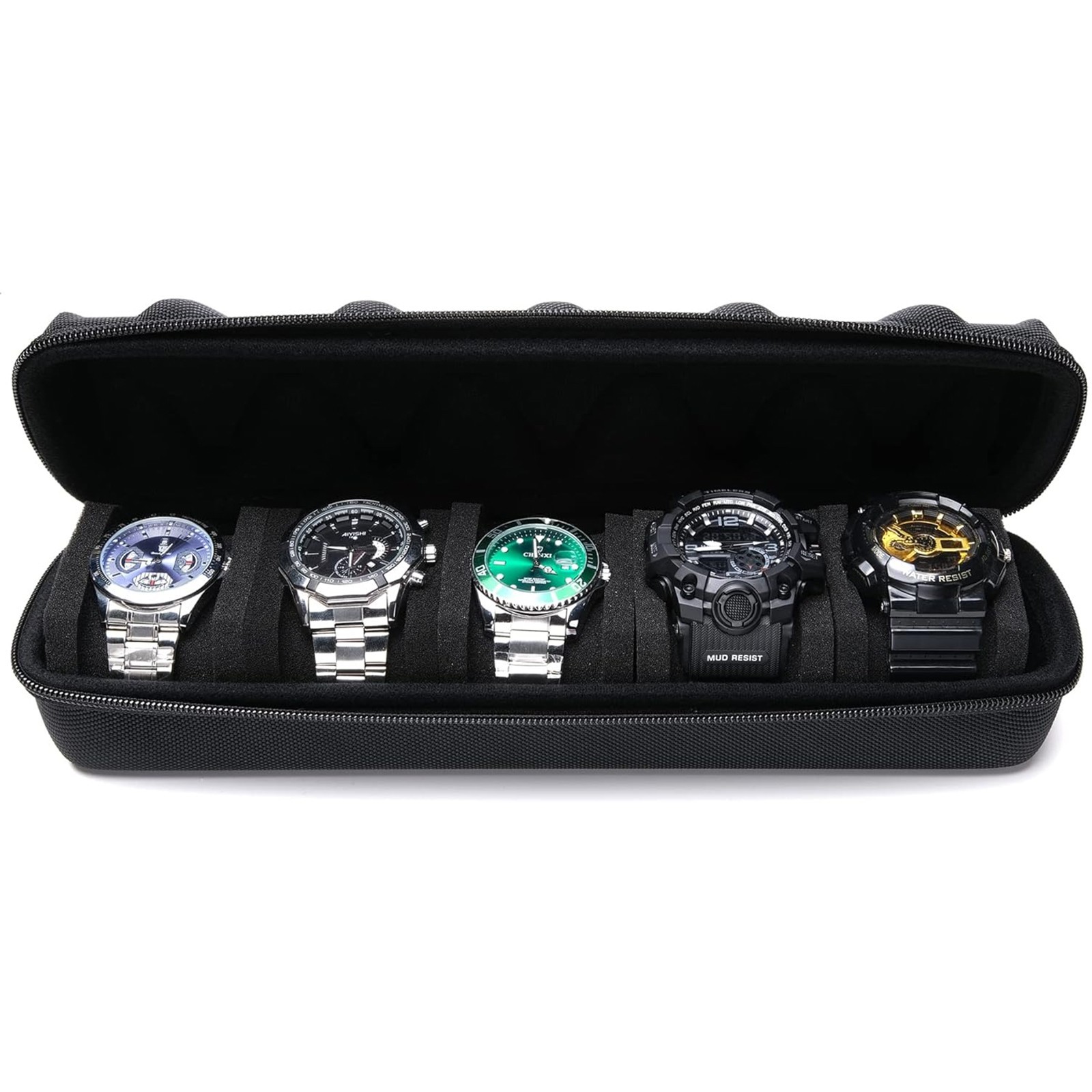 Timepiece Organizer Box with 5 Compartments Soft Interior Travel Storage Case