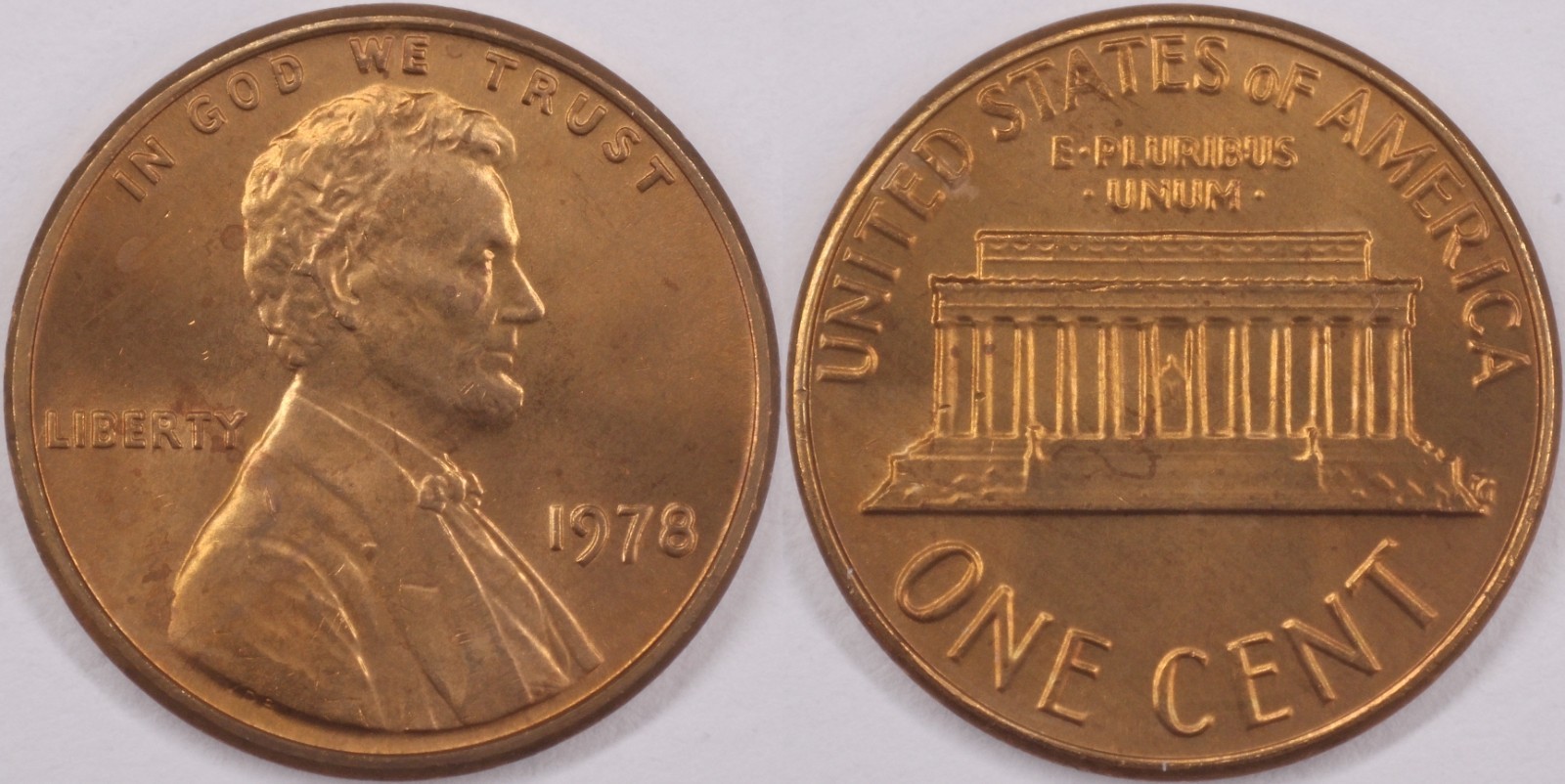 United States 1978 1 Cent Lincoln Memorial KM#201 Bronze