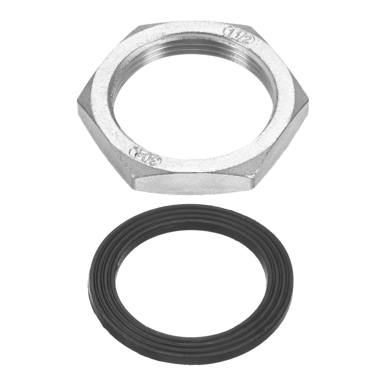 304 Stainless Steel G 1-1/2" Pipe Fitting Hex Locknuts with Washer