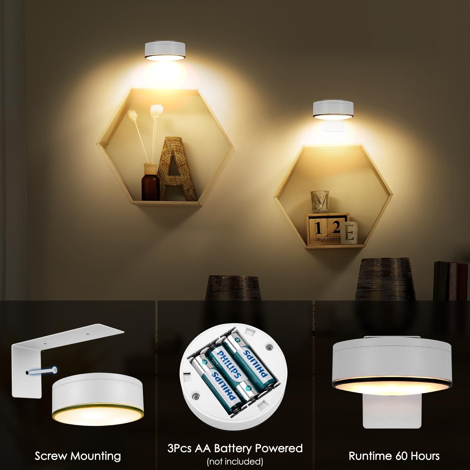 3Pcs Battery Picture Lights, Remote Painting Light for Art Disaplay,Magnetic ...