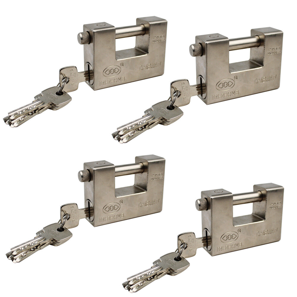 4Pcs D-shape Chain Lock Heavy Duty Warehouse Padlock 94mm for Container Garage