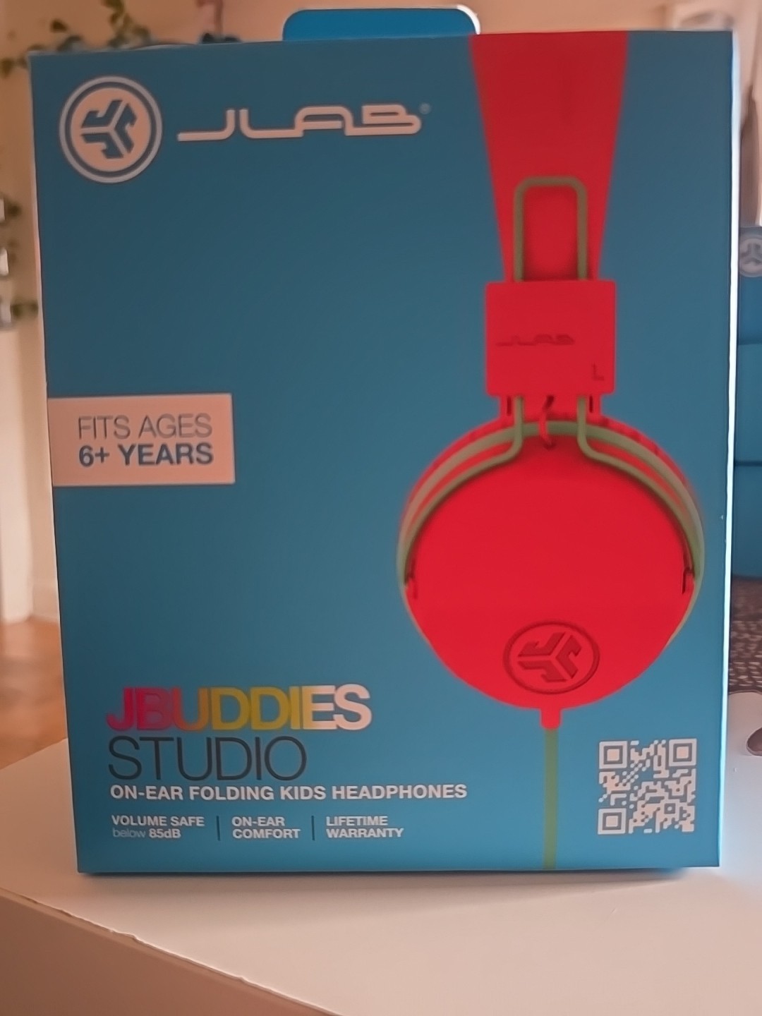 JLab JBuddies Studio Kids On-Ear Headphones Peach Volume Safe 85dB NEW